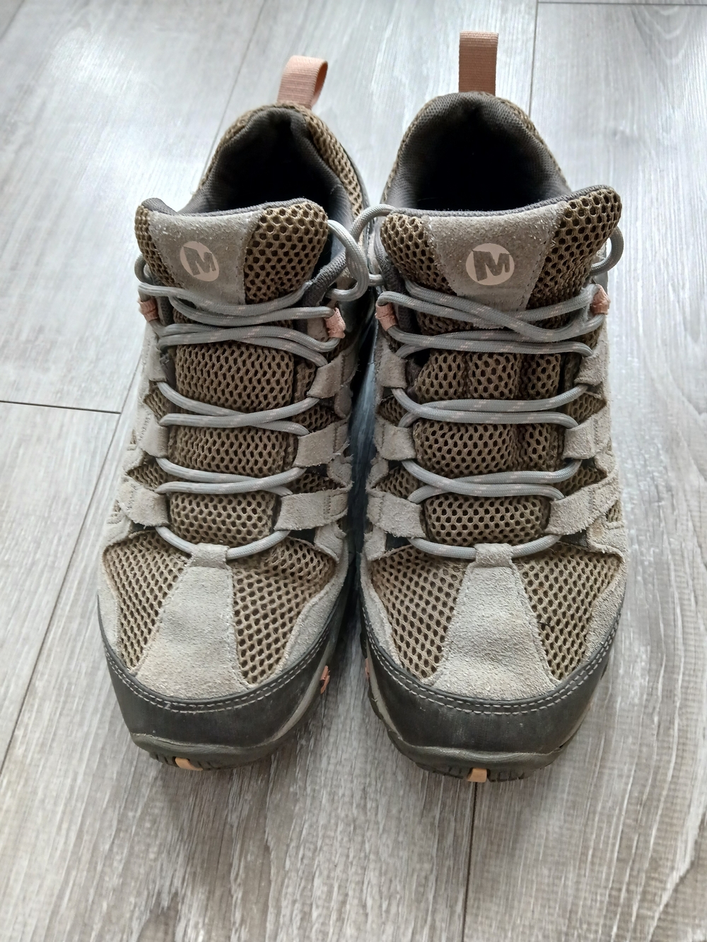 Merrell Alverstone Waterproof Hiking Shoes Women's 9.5 Taupe Mesh Trail Sneakers
